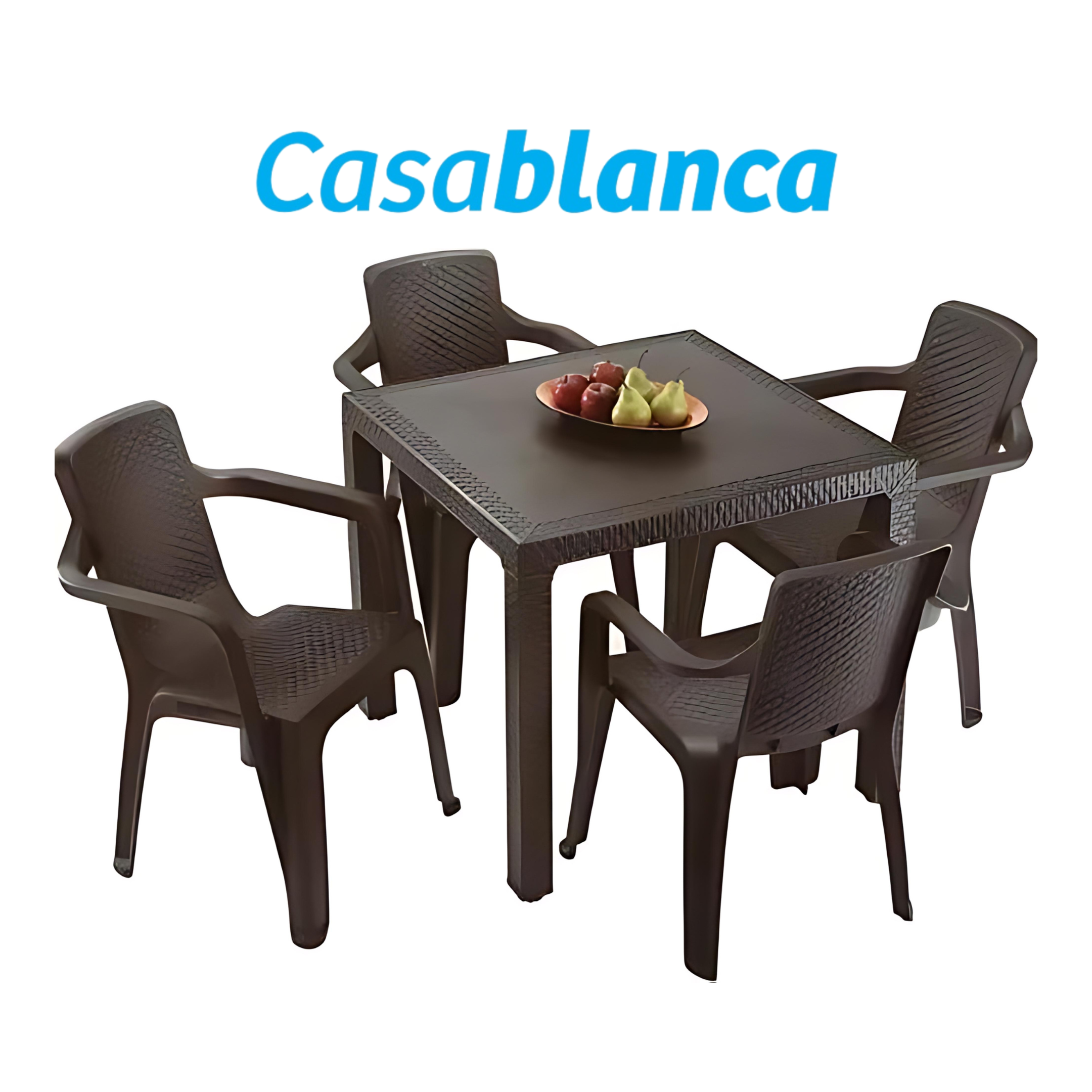 SET DE 4 SILLAS CON BRAZO Y MESA MALLA CUADRADA PREMIUM REGINA